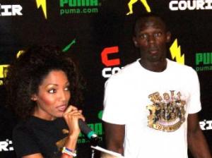 Usain Bolt at the Courir shop on Paris' Champs l'Elysees, 15 July Usain Bolt at the Courir shop on Paris' Champs l'Elysees, 15 July