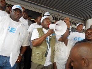 Representatives of the DRC's electoral commission in Kinshasa, 7 May. Photo: CENI